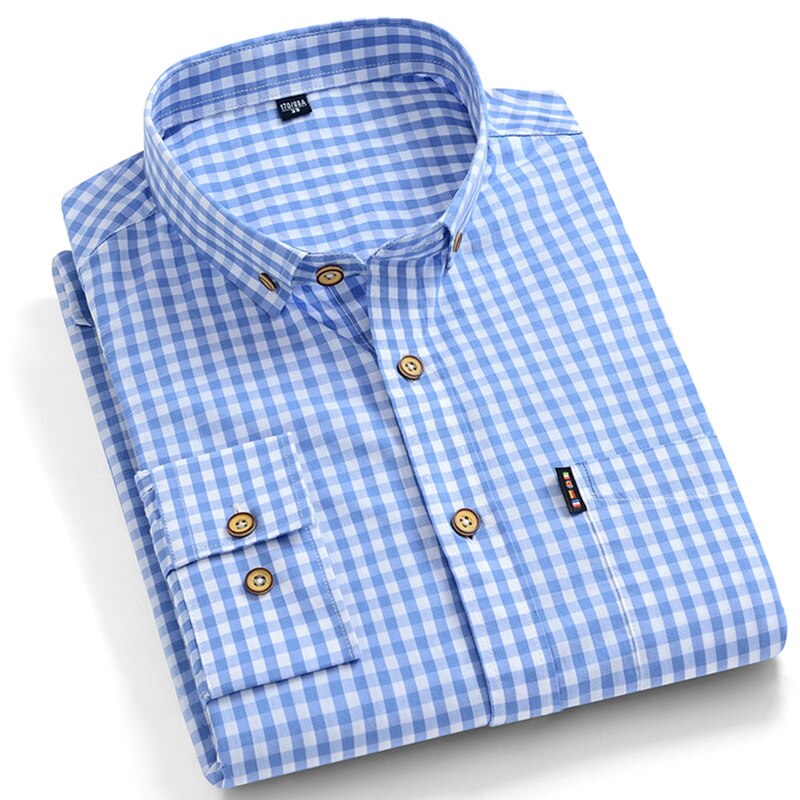 Thin 100% Cotton Plaid Shirts for Men