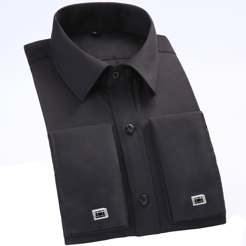 French Cuff Men's Formal Business Dress Shirt