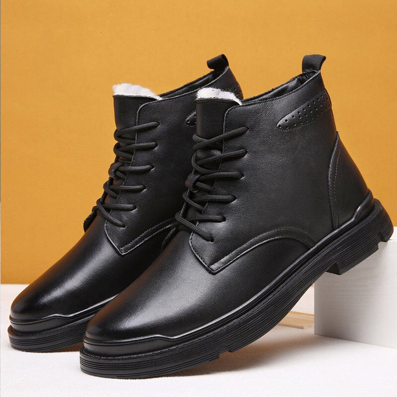 Mens Genuine Leather Warm Boots