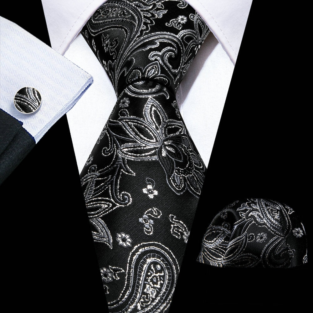 Men Tie Necktie Gravat Handkerchief Cufflinks Set