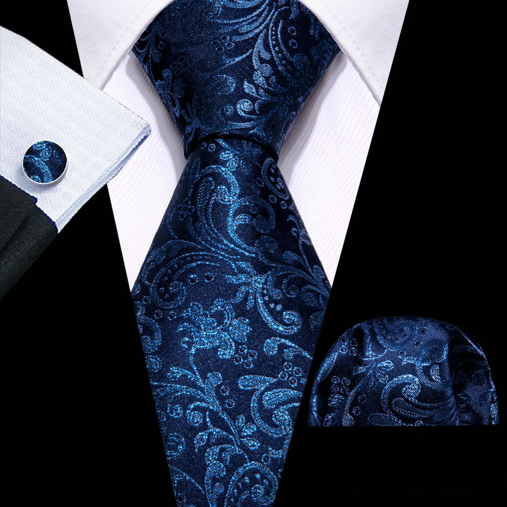 Men Tie Necktie Gravat Handkerchief Cufflinks Set