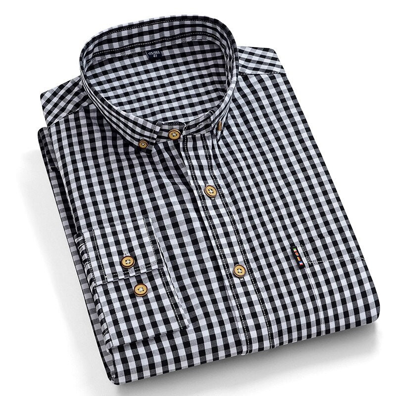 Thin 100% Cotton Plaid Shirts for Men