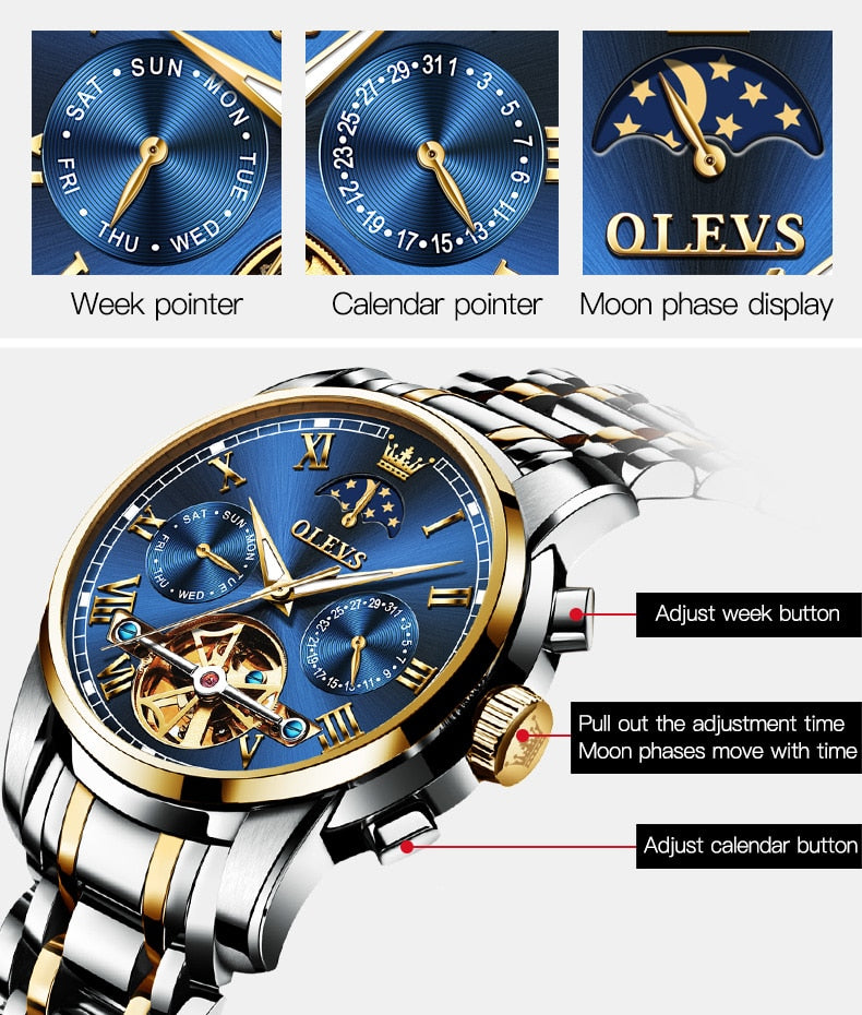 OLEVS Automatic Mechanical Skeleton Watch