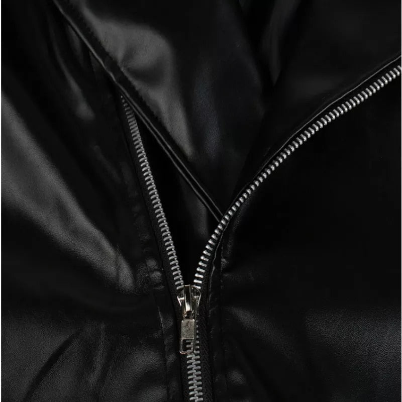 Men's Leather Turn Down Collar Coat