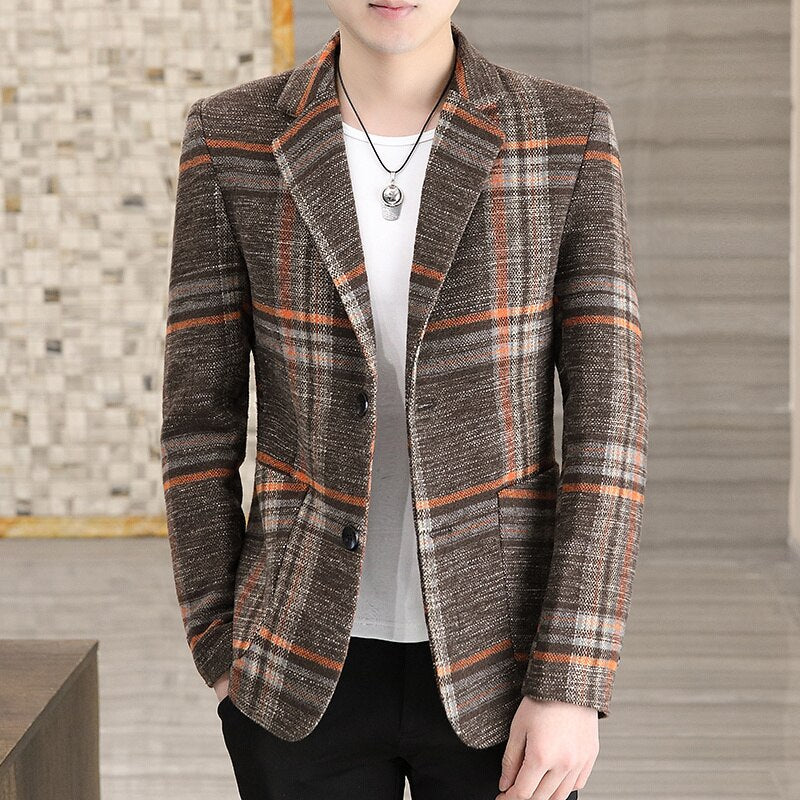 Check Pattern Single-breasted Blazer