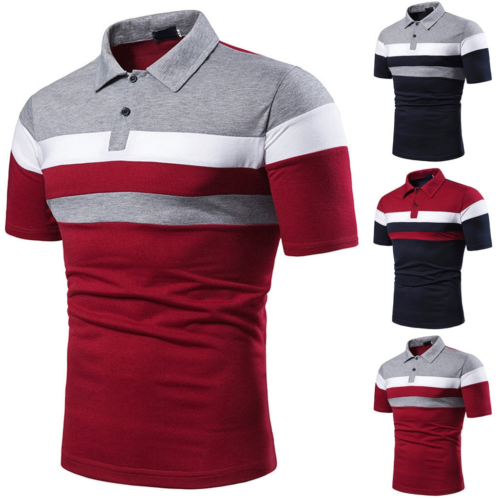 Striped Turn Down Collar Polo