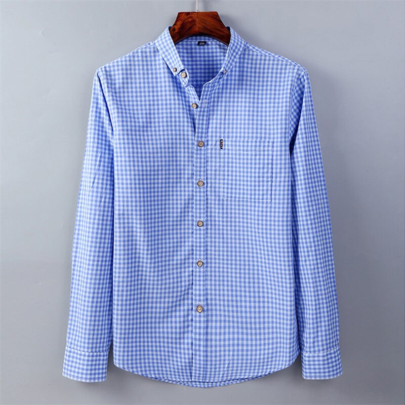 Thin 100% Cotton Plaid Shirts for Men