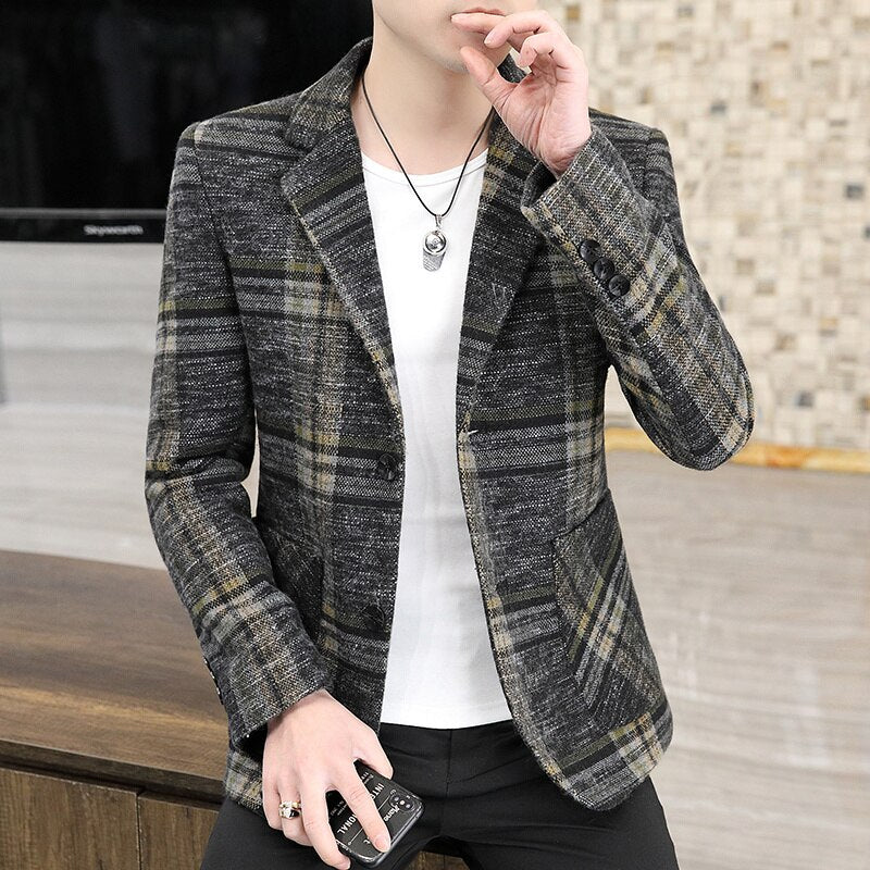 Check Pattern Single-breasted Blazer