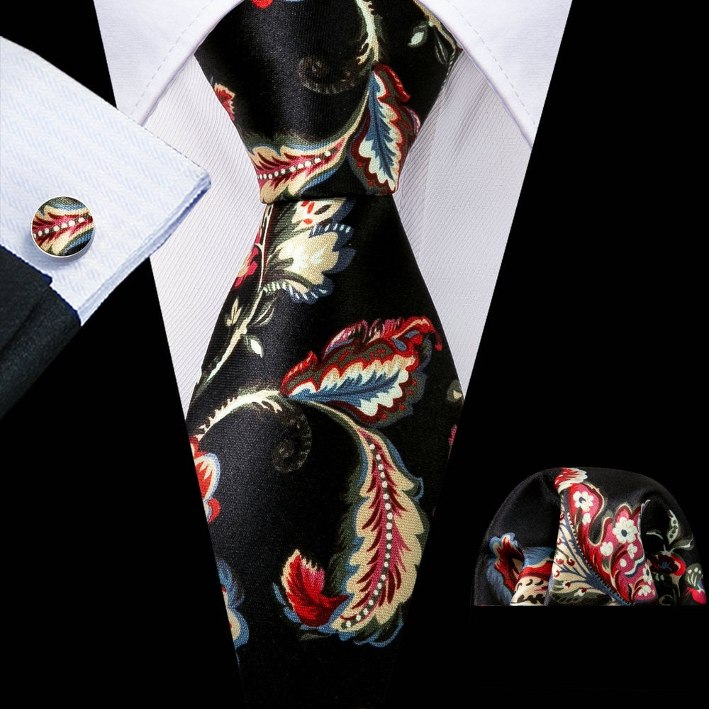 Men Tie Necktie Gravat Handkerchief Cufflinks Set