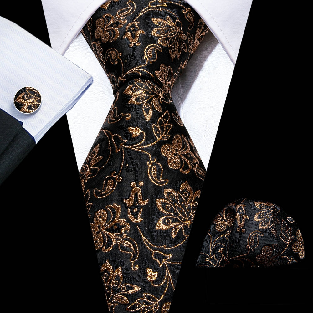 Men Tie Necktie Gravat Handkerchief Cufflinks Set