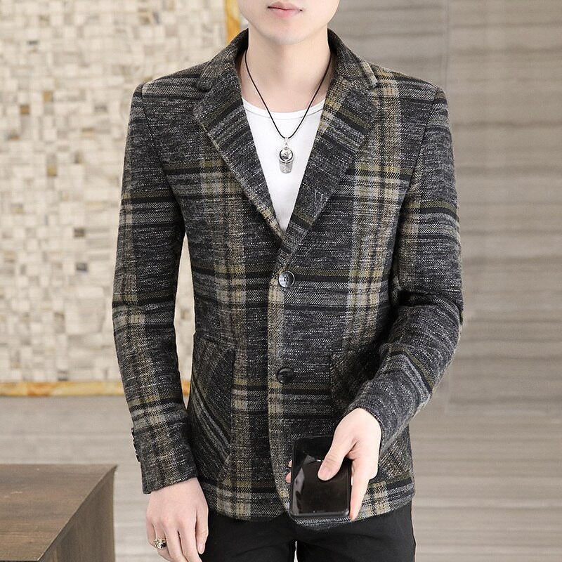 Check Pattern Single-breasted Blazer