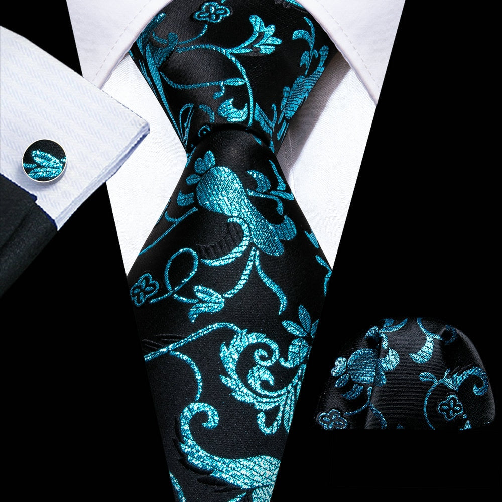 Men Tie Necktie Gravat Handkerchief Cufflinks Set