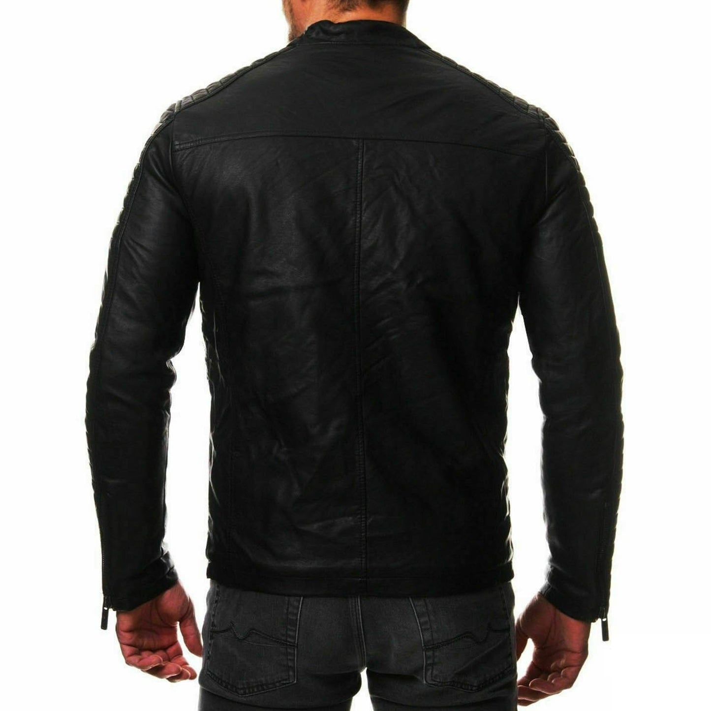 Men's Fashion Stand Collar Leather Jackets