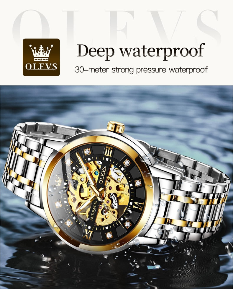 OLEVS Skeleton Luxury Waterproof Watch