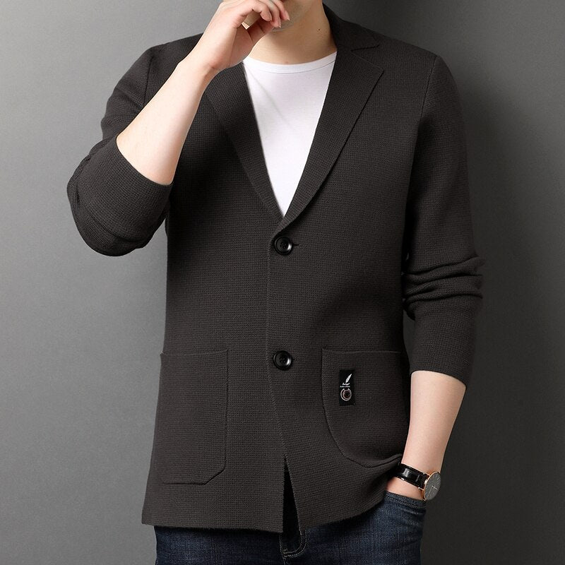 Casual Loose Knit Solid Color Blazer