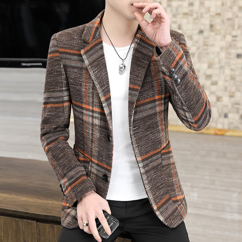 Check Pattern Single-breasted Blazer