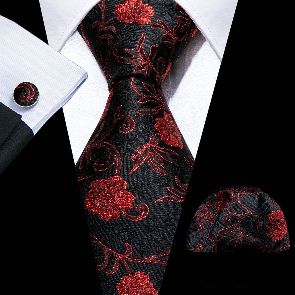 Men Tie Necktie Gravat Handkerchief Cufflinks Set