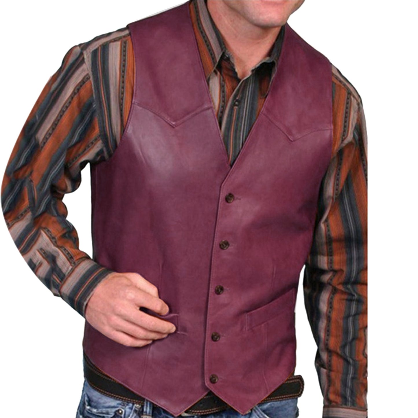 Mens Vest Retro V-Neck Solid Shirt